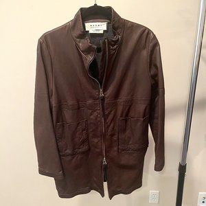 Marni Brown Leather Jacket - Size 44
